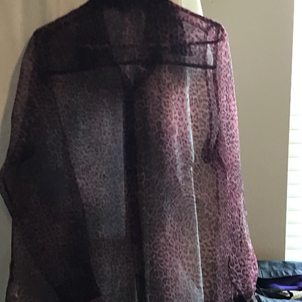 Topshop Sheer Leopard-Print Duster in Plum